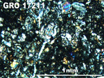 Thin Section Photo of Sample GRO 17211 in Cross-Polarized Light with 5X Magnification