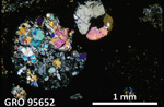 Thin Section Photo of Sample GRO 95652 in Cross-Polarized Light with 2.5X Magnification