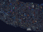 Thin Section Photo of Sample LAP10033 at 1.25X Magnification in Cross-Polarized Light