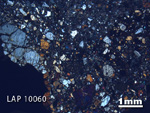 Thin Section Photo of Sample LAP 10060 in Cross-Polarized Light with 1.25X Magnification