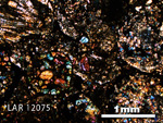 Thin Section Photo of Sample LAR 12075 in Cross-Polarized Light with 2.5X Magnification