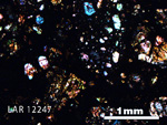 Thin Section Photo of Sample LAR 12247 in Cross-Polarized Light with 2.5X Magnification