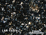 Thin Section Photo of Sample LAR 12279 in Cross-Polarized Light with 2.5X Magnification