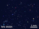 Thin Section Photo of Sample MIL 05024 in Cross-Polarized Light with 5X Magnification