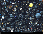Thin Section Photo of Sample MIL 07293 in Cross-Polarized Light with 2.5x Magnification