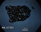 Thin Section Photo of Sample MIL 07303 in Cross-Polarized Light with 1.25x Magnification