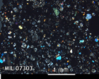 Thin Section Photo of Sample MIL 07303 in Cross-Polarized Light with 2.5x Magnification
