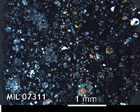 Thin Section Photo of Sample MIL 07311 in Cross-Polarized Light with 2.5x Magnification