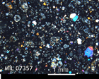 Thin Section Photo of Sample MIL 07357 in Cross-Polarized Light with 2.5x Magnification