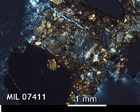 Thin Section Photo of Sample MIL 07411 in Cross-Polarized Light with 2.5x Magnification
