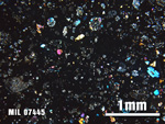 Thin Section Photo of Sample MIL 07445 at 2.5X Magnification in Cross-Polarized Light