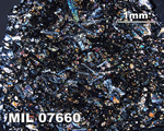 Thin Section Photograph of Sample MIL 07660 in Cross-Polarized Light at 2.5x Magnification