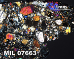 Thin Section Photograph of Sample MIL 07663 in Cross-Polarized Light at 2.5x Magnification