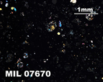 Thin Section Photograph of Sample MIL 07670 in Cross-Polarized Light at 2.5x Magnification