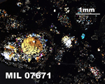 Thin Section Photograph of Sample MIL 07671 in Cross-Polarized Light at 2.5x Magnification