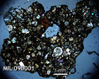 Thin Section Photo of Sample MIL 090001 in Cross-Polarized Light with 1.25x Magnification