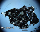 Thin Section Photo of Sample MIL 090072 in Cross-Polarized Light with 1.25x Magnification