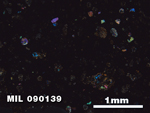 Thin Section Photo of Sample MIL 090139 in Cross-Polarized Light with 2.5X Magnification