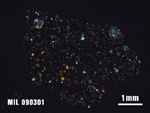 Thin Section Photo of Sample MIL 090301 at 1.25X Magnification in Cross-Polarized Light