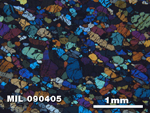Thin Section Photo of Sample MIL 090405 in Cross-Polarized Light with 2.5X Magnification