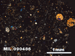 Thin Section Photo of Sample MIL 090486 at 2.5X Magnification in Cross-Polarized Light