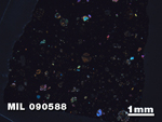 Thin Section Photo of Sample MIL 090588 in Cross-Polarized Light with 1.25X Magnification