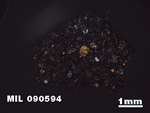 Thin Section Photo of Sample MIL 090594 in Cross-Polarized Light with 1.25X Magnification