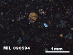 Thin Section Photo of Sample MIL 090594 in Cross-Polarized Light with 2.5X Magnification