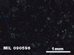 Thin Section Photo of Sample MIL 090596 in Cross-Polarized Light with 2.5X Magnification
