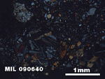 Thin Section Photo of Sample MIL 090640 in Cross-Polarized Light with 2.5X Magnification