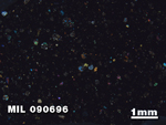 Thin Section Photo of Sample MIL 090696 in Cross-Polarized Light with 1.25X Magnification