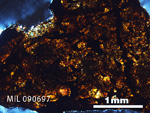 Thin Section Photo of Sample MIL 090697 in Cross-Polarized Light with 2.5x Magnification