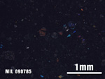 Thin Section Photo of Sample MIL 090785 at 2.5X Magnification in Cross-Polarized Light