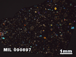 Thin Section Photo of Sample MIL 090897 in Cross-Polarized Light with 1.25X Magnification