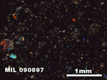 Thin Section Photo of Sample MIL 090897 in Cross-Polarized Light with 2.5X Magnification