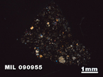 Thin Section Photo of Sample MIL 090955 in Cross-Polarized Light with 1.25X Magnification