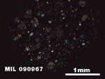Thin Section Photo of Sample MIL 090967 in Cross-Polarized Light with 2.5X Magnification
