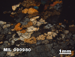 Thin Section Photo of Sample MIL 090980 in Cross-Polarized Light with 1.25X Magnification
