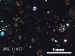 Thin Section Photo of Sample MIL 11057 in Cross-Polarized Light with 2.5x Magnification