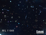Thin Section Photo of Sample MIL 11069 in Cross-Polarized Light with 1.25x Magnification