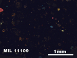 Thin Section Photo of Sample MIL 11109 in Cross-Polarized Light with 2.5X Magnification
