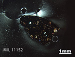 Thin Section Photo of Sample MIL 11152 in Cross-Polarized Light with 1.25x Magnification