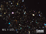 Thin Section Photo of Sample MIL 11237 in Cross-Polarized Light with 1.25x Magnification