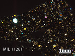 Thin Section Photo of Sample MIL 11261 in Cross-Polarized Light with 1.25x Magnification
