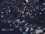 Thin Section Photo of Sample MIL 11291 in Cross-Polarized Light with 1.25X Magnification