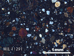 Thin Section Photo of Sample MIL 11291 in Cross-Polarized Light with 2.5X Magnification