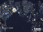 Thin Section Photo of Sample MIL 11294 in Cross-Polarized Light with 1.25X Magnification