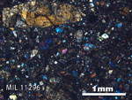 Thin Section Photo of Sample MIL 11296 in Cross-Polarized Light with 2.5X Magnification