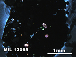 Thin Section Photo of Sample MIL 13065 in Cross-Polarized Light with 2.5X Magnification