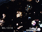 Thin Section Photo of Sample MIL 13118 in Cross-Polarized Light with 2.5X Magnification